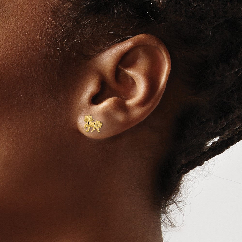 Satin Diamond-cut Unicorn Post Earrings - WBC