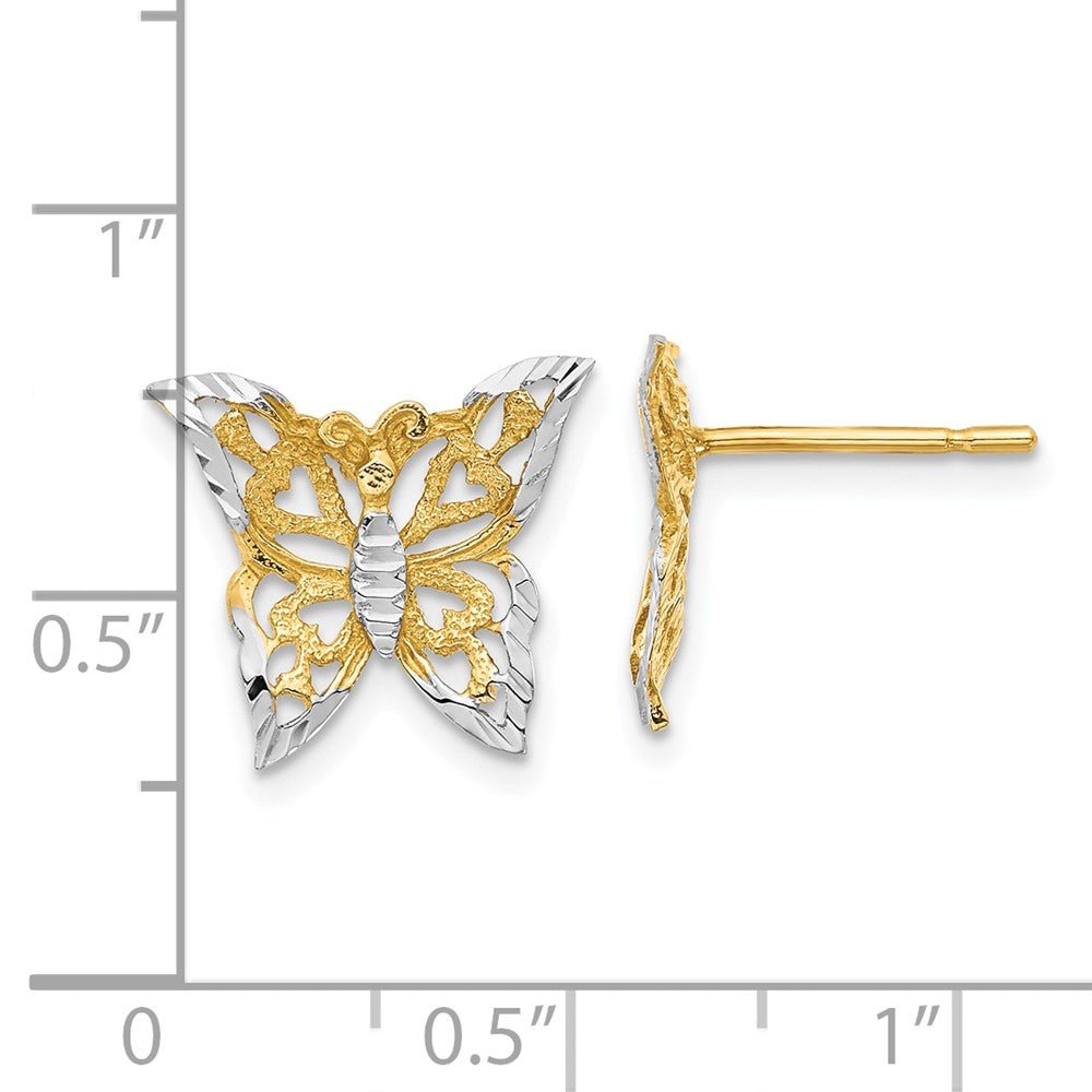 and Rhodium Butterfly Post Earrings - WBC