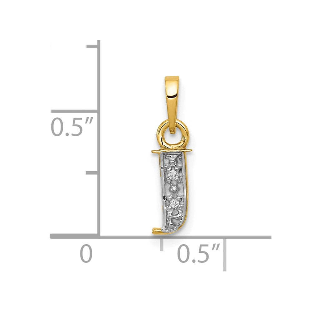 and Rhodium Diamond Initial J Charm - WBC