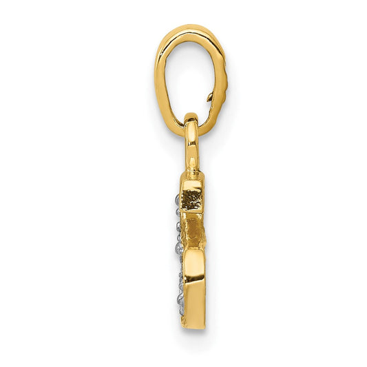 10K Gold Diamond Initial S Charm, Rhodium-Plated, 8mm