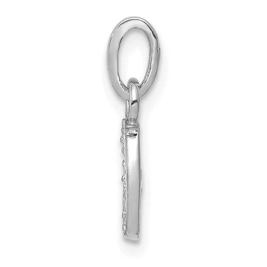 10K White Gold Diamond Initial J Charm, 8mm