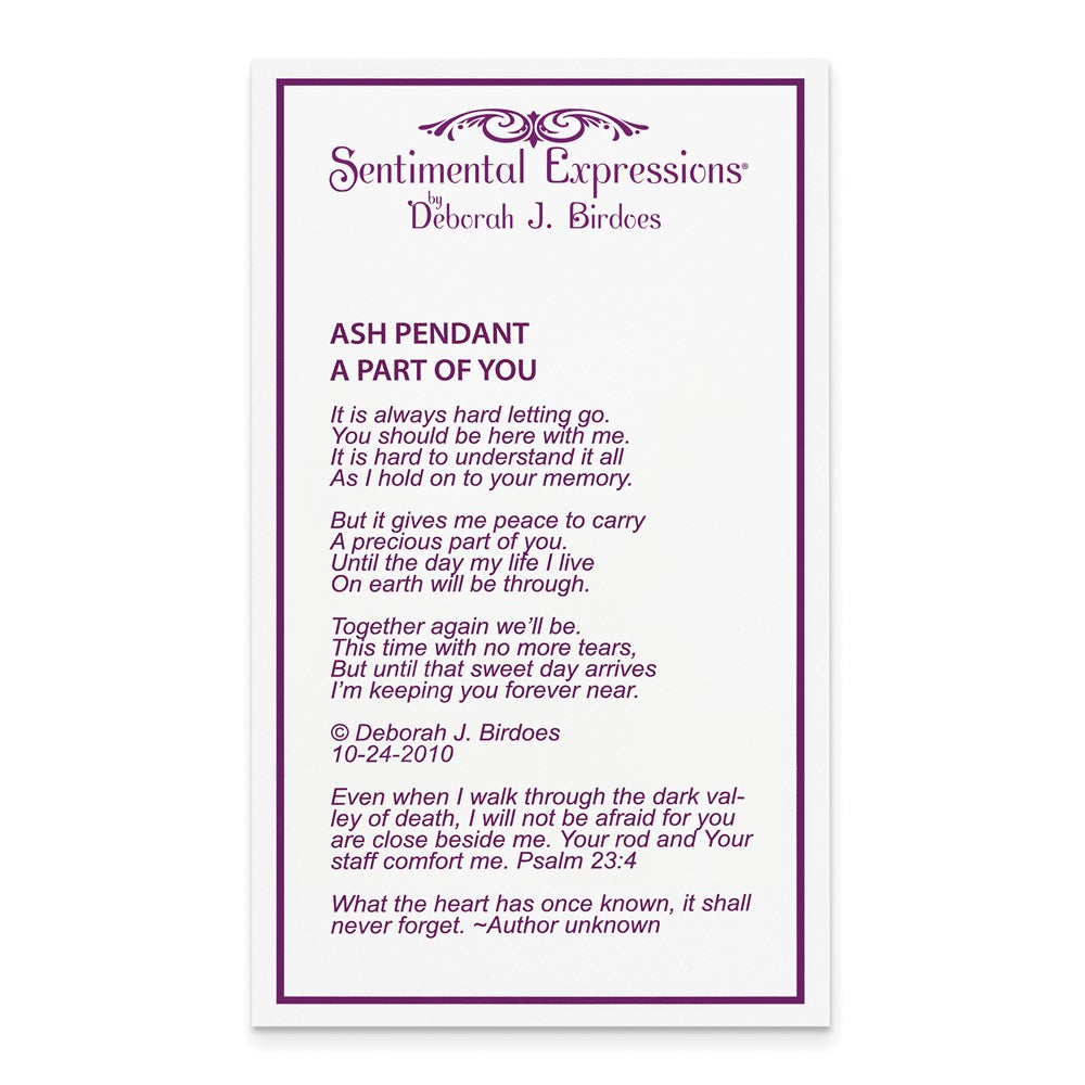 Sentimental Expressions Heart Remembrance Ash Holder Pendant - WBC