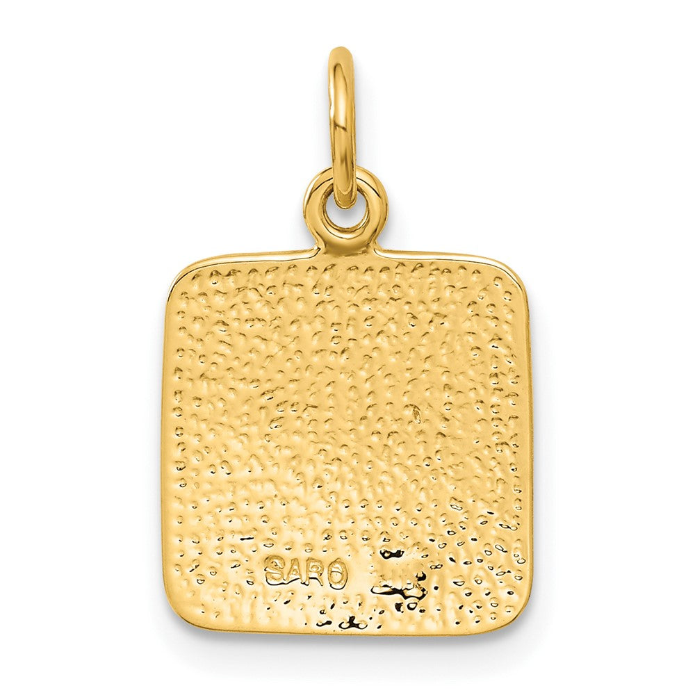 Satin Diamond-cut Square Angel Charm - WBC