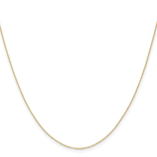 14K Solid Gold Cable Rope Chain, 0.4mm, Spring Ring Clasp