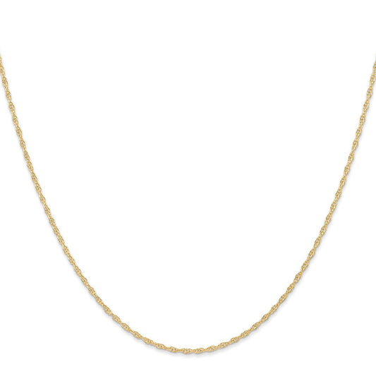 14K Solid Gold Cable Rope with Spring Ring Clasp Chain, 1.15mm