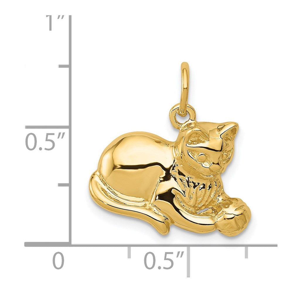 Solid Polished Open-Backed Cat with Ball Charm - WBC