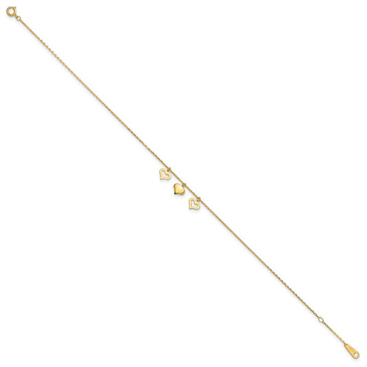 Three Heart Dangles Plus Extender - Total Anklet - WBC