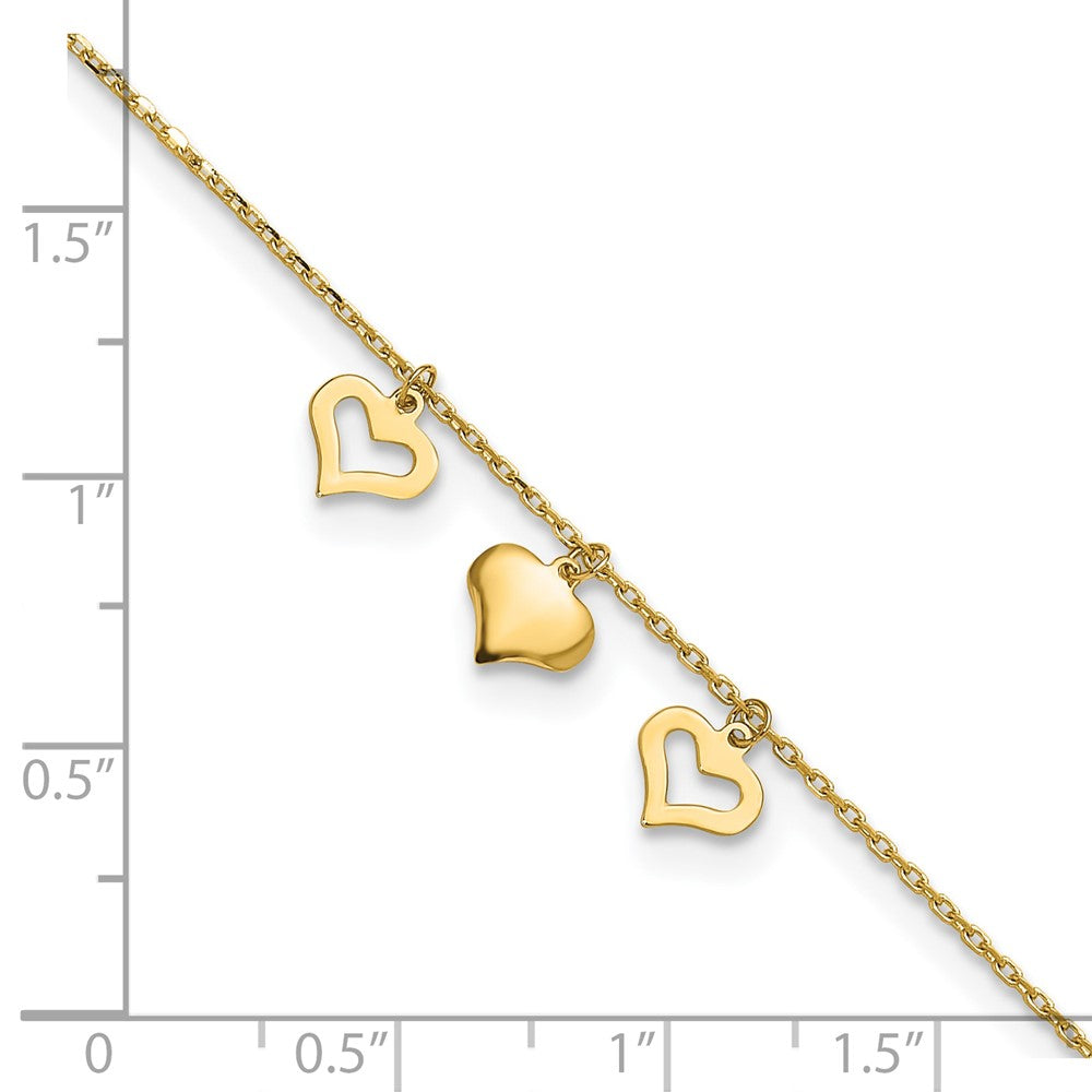 Three Heart Dangles Plus Extender - Total Anklet - WBC