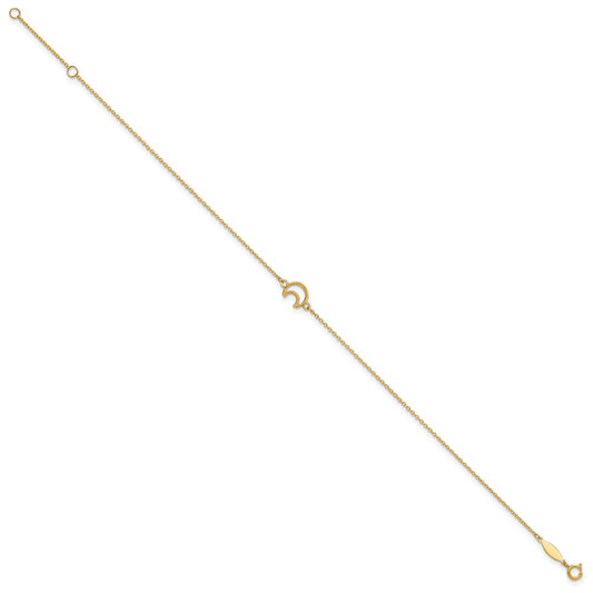 Textured and Polished Crescent Moon Plus Extender - Total Anklet - WBC