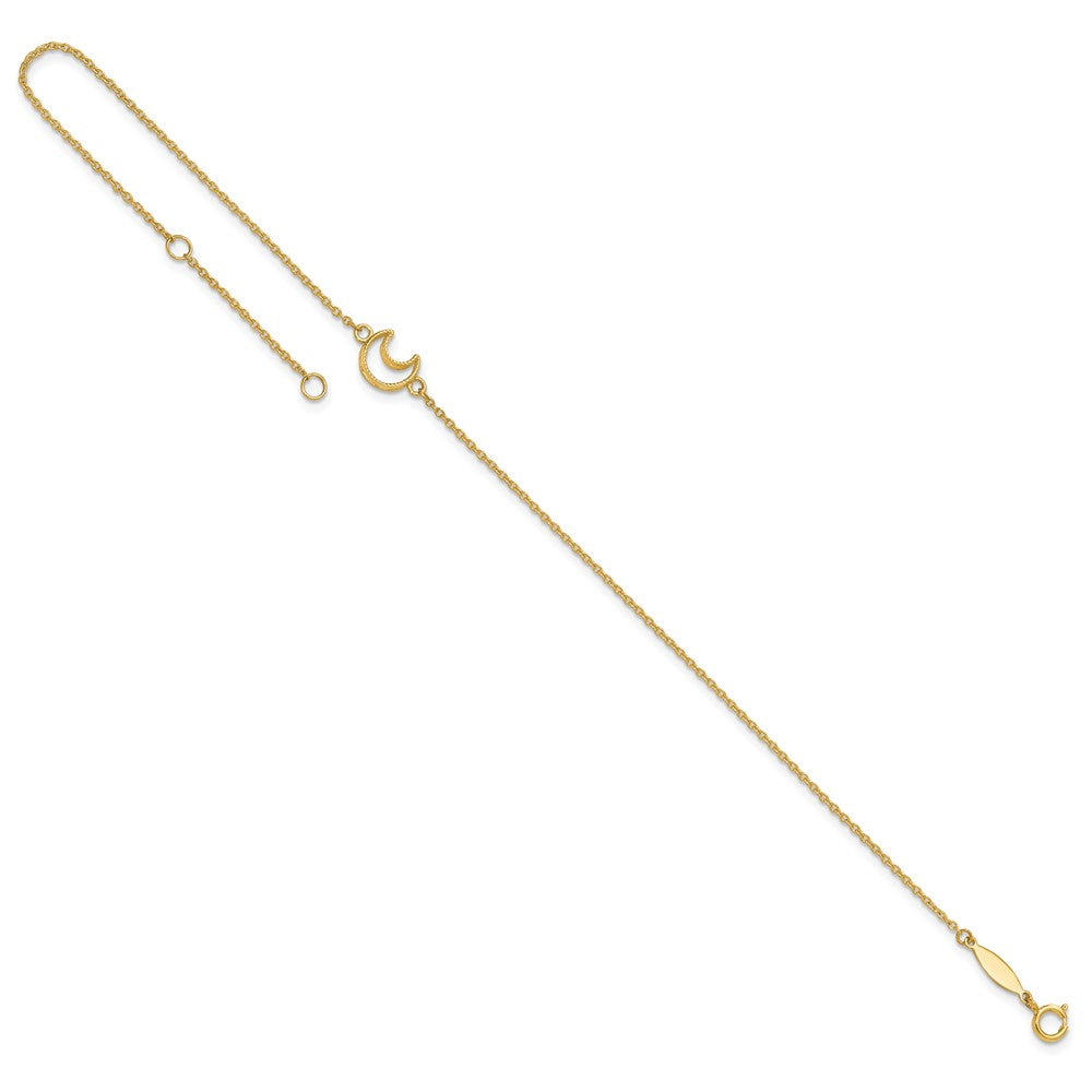 Textured and Polished Crescent Moon Plus Extender - Total Anklet - WBC
