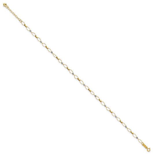 Two-tone Twisted Links and Mirror Beads Plus Extender - Total Anklet - WBC