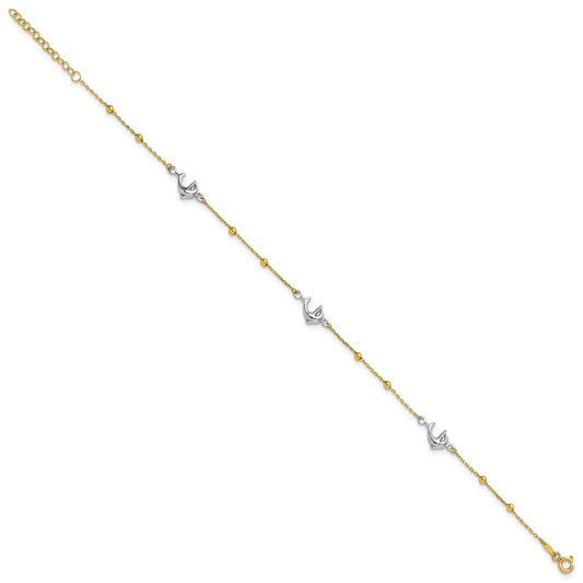 Two-tone Beads and Three Dolphins Plus Extender - Total Anklet - WBC