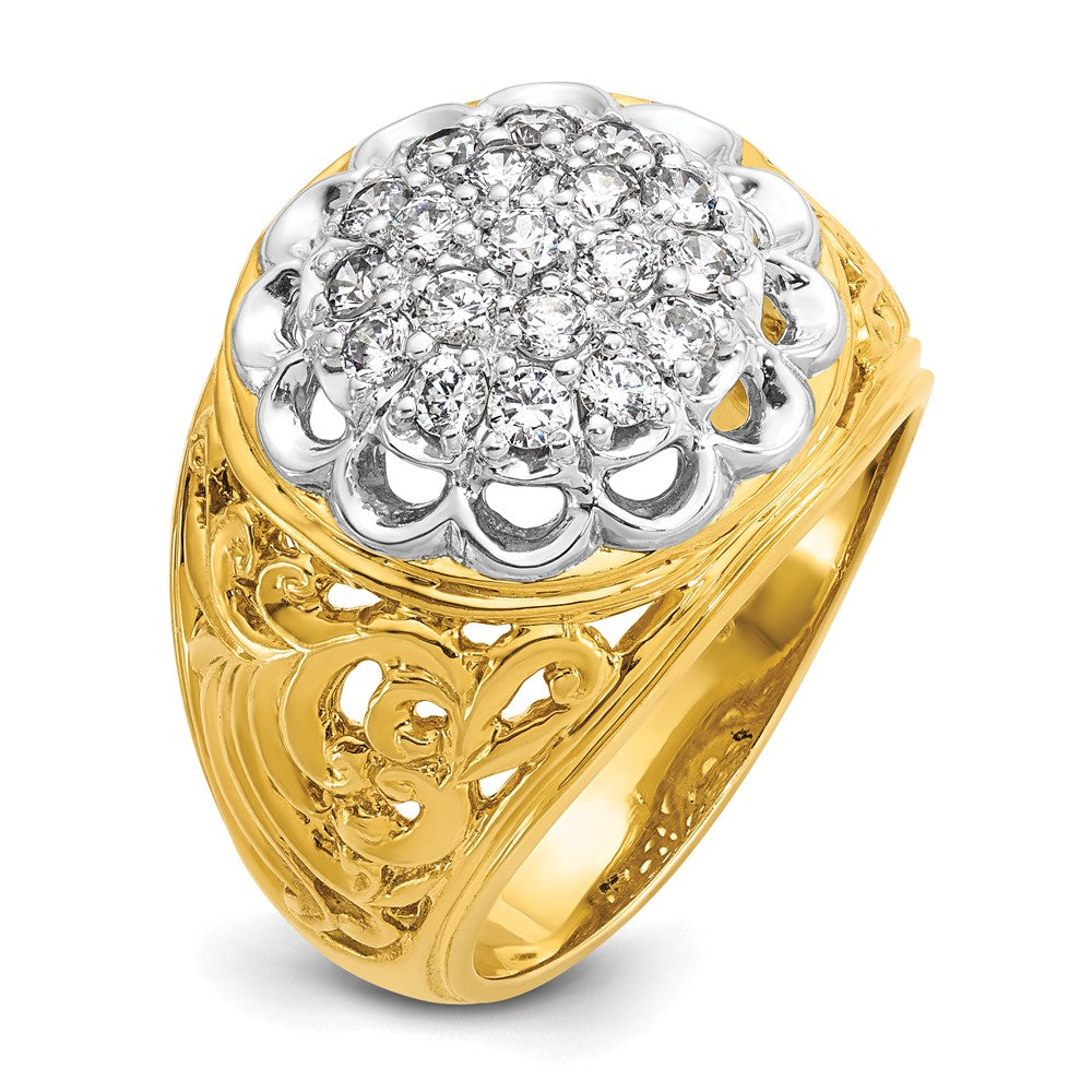 IBGoodman Two-tone Men's Polished Filigree 1 Carat AA Quality Diamond Round Cluster Ring Mounting - WBC