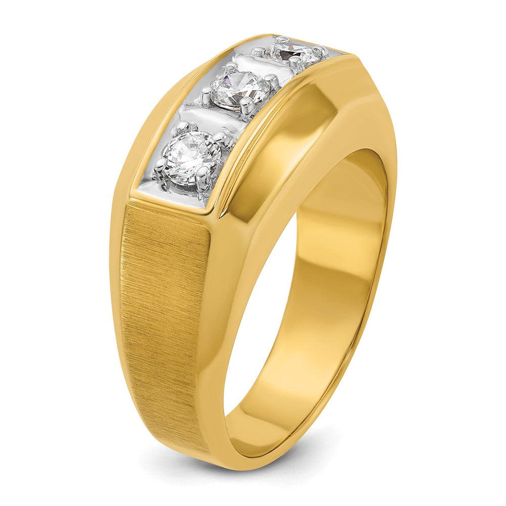 IBGoodman Two-tone Men's Polished and Satin 3-Stone 1/2 Carat AA Quality Diamond Ring - WBC