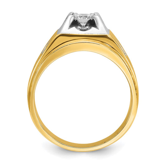 IB Goodman Two-tone Mens Polished and Satin 3/4 carat Diamond Complete Ring - WBC