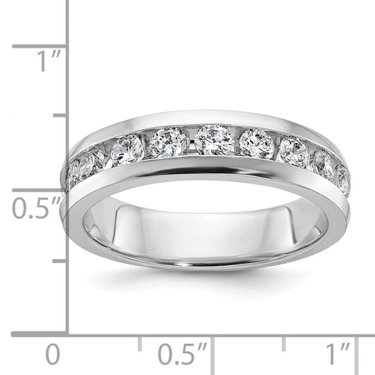 IB Goodman Men's 14K White Gold Polished 9-Stone 1 ct AA Diamond Ring, 5.77mm