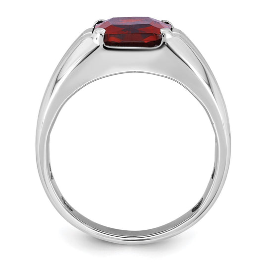 IB Goodman Mens Barrel Lab Created Garnet and 1/10 carat Diamond Complete Ring - WBC