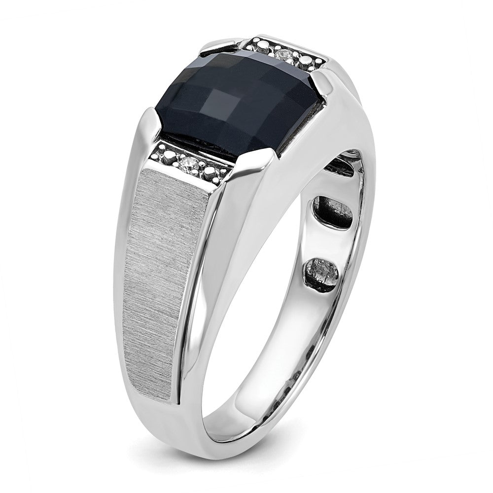 IBGoodman Men's Polished and Satin Onyx and .02 Carat AA Quality Diamond Ring - WBC
