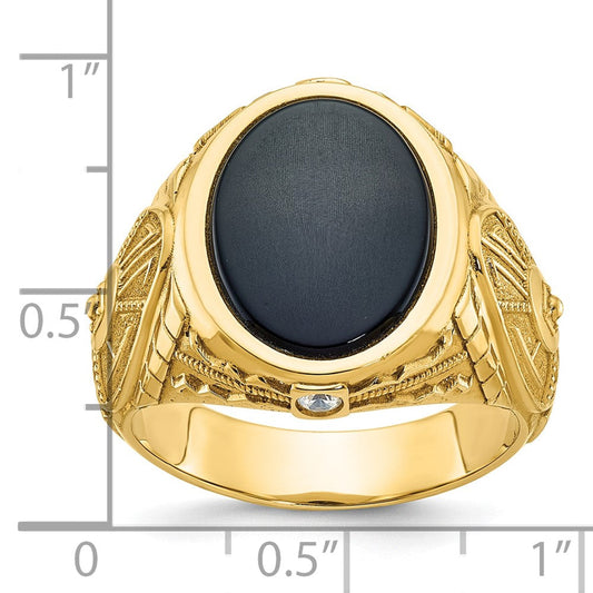 IB Goodman Men's 14K Gold Oval Onyx & 1/10 ct Diamond Ring