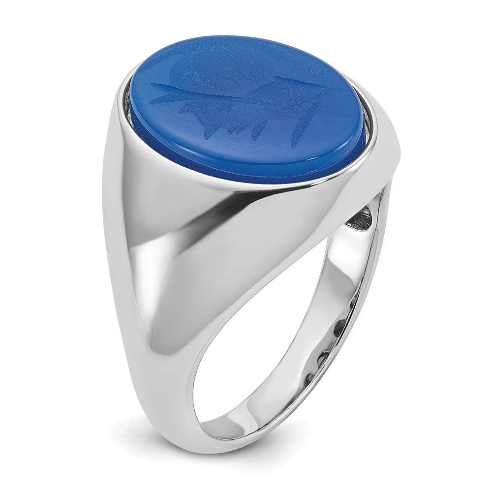 IB Goodman Mens Oval Blue Agate Complete Ring - WBC