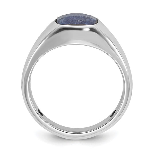 IB Goodman Mens Cushion Sapphire Doublet Stone Complete Ring - WBC