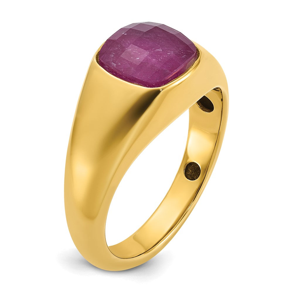 IB Goodman Mens Cushion Ruby Doublet Stone Complete Ring - WBC