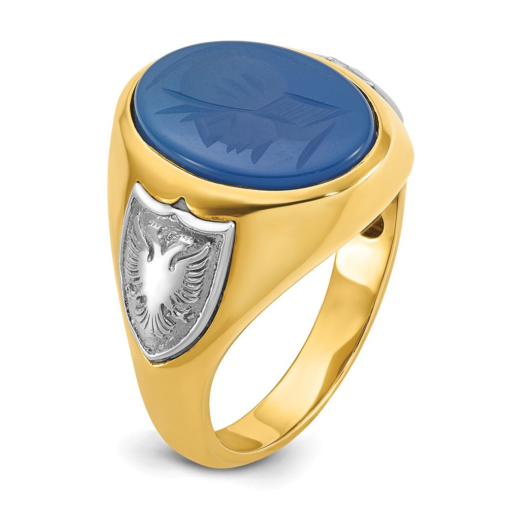 IB Goodman Two-tone Mens Oval Blue Agate Complete Ring - WBC