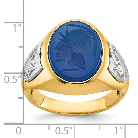 IB Goodman Men's 14K Two-Tone Gold Oval Blue Agate Ring