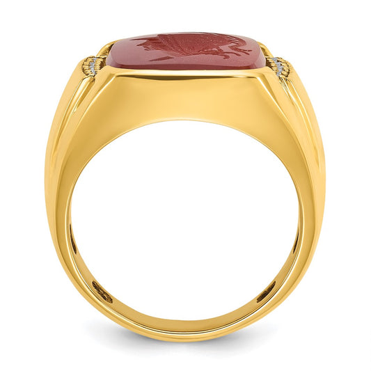 IB Goodman Mens Cushion Carnelian and 1/10 carat Diamond Complete Ring - WBC