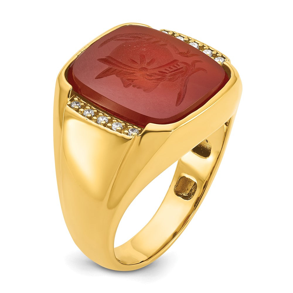 IB Goodman Mens Cushion Carnelian and 1/10 carat Diamond Complete Ring - WBC