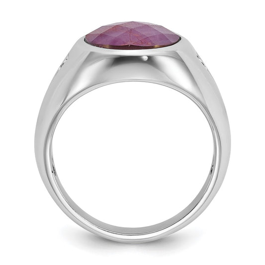 IB Goodman Mens Oval Ruby Doublet Stone and 1/15 carat Diamond Complete Ring - WBC