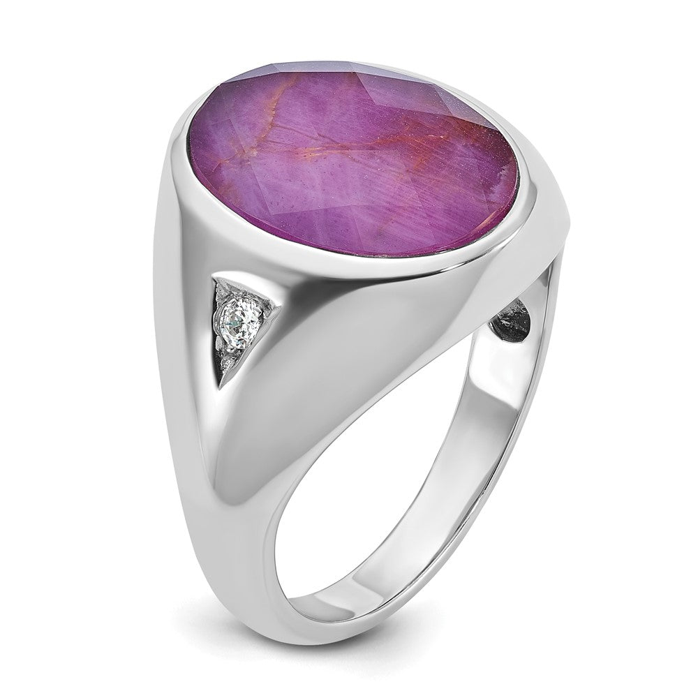 IB Goodman Mens Oval Ruby Doublet Stone and 1/15 carat Diamond Complete Ring - WBC