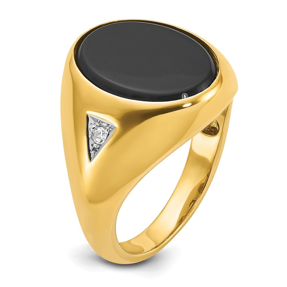 IB Goodman Mens Oval Onyx and 1/15 carat Diamond Complete Ring - WBC