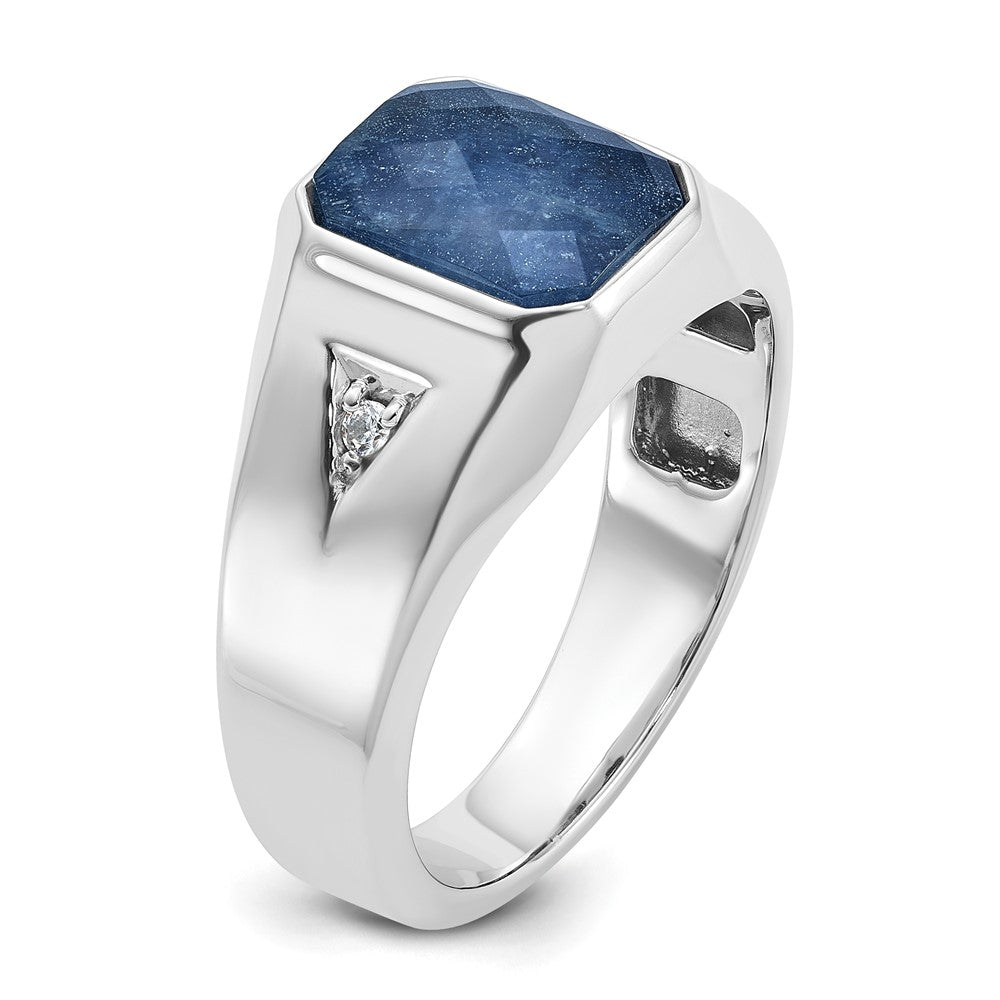 IB Goodman Mens Octagon Sapphire Doublet Stone and 1/20 carat Diamond Complete Ring - WBC