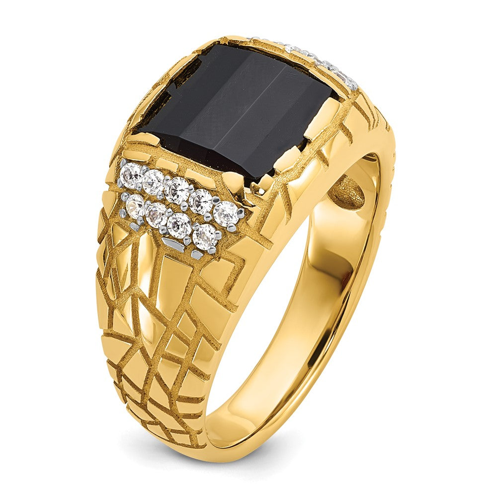 IBGoodman Men's Polished and Nugget Textured Onyx and 1/4 Carat AA Quality Diamond Ring - WBC