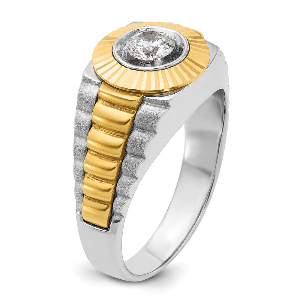 IBGoodman Two-tone Men's Polished Satin and Textured 3/8 Carat AA Quality Diamond Ring - WBC