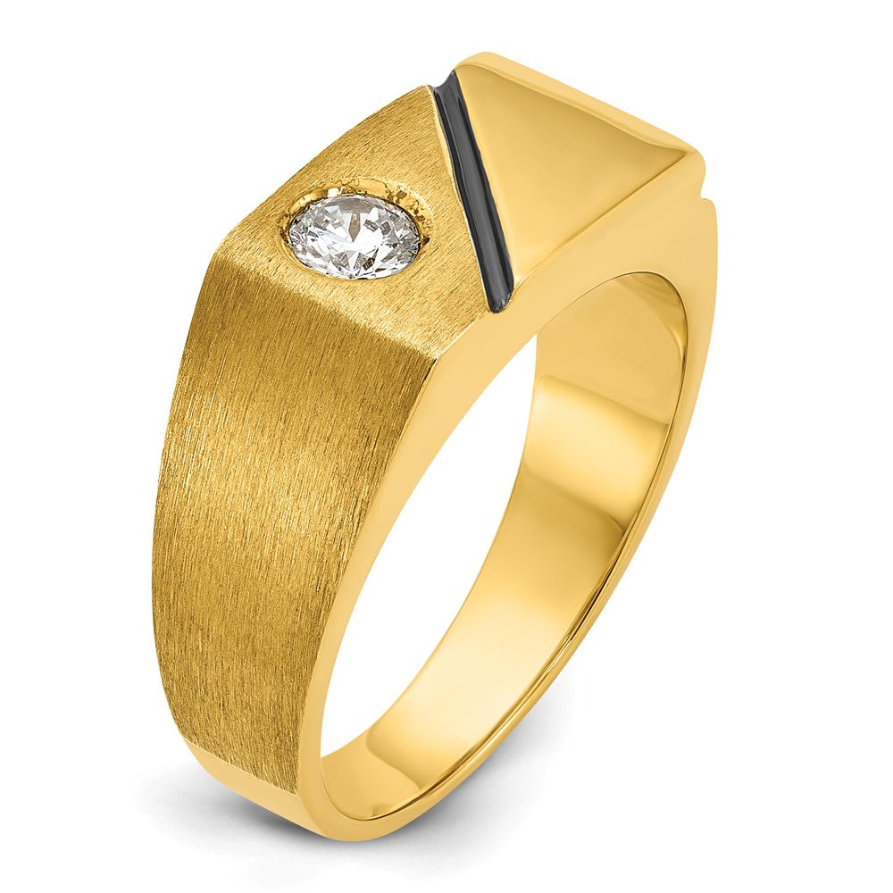 IB Goodman with Black Rhodium Mens Polished and Satin 1/4 carat Diamond Complete Ring - WBC