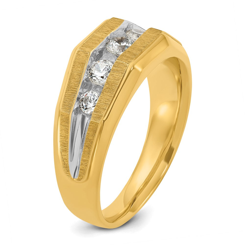 IBGoodman with Rhodium Men's Polished and Satin 5-Stone 1/2 Carat AA Quality Diamond Ring - WBC