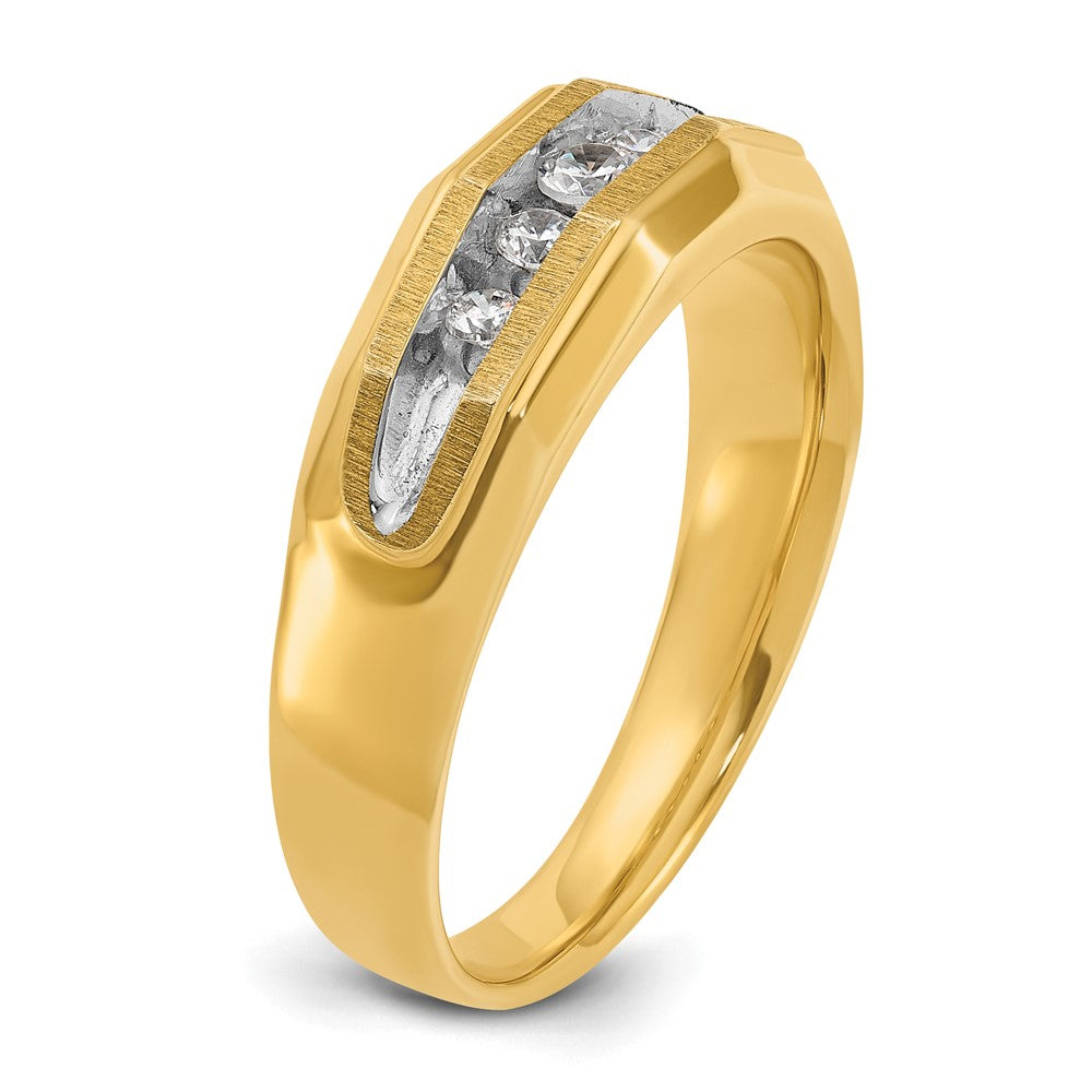 IBGoodman with Rhodium Men's Polished and Satin 5-Stone 1/4 Carat AA Quality Diamond Ring - WBC
