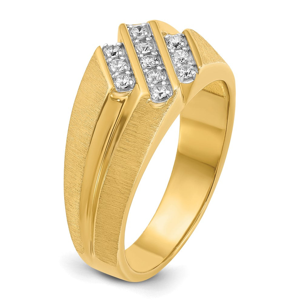 IBGoodman Men's Polished Satin and Grooved 1/4 Carat AA Quality Diamond Ring - WBC
