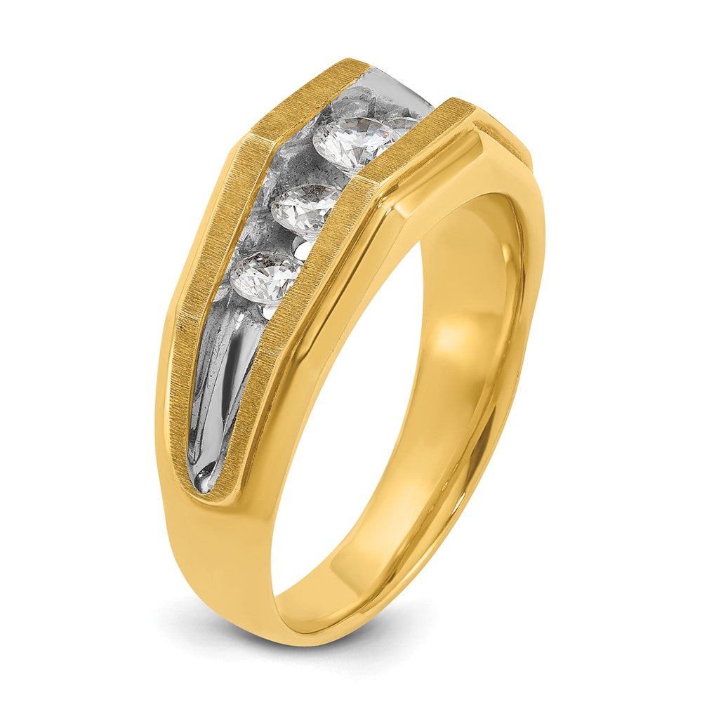 IBGoodman with Rhodium Men's Polished and Satin 5-Stone 1 Carat AA Quality Diamond Ring - WBC