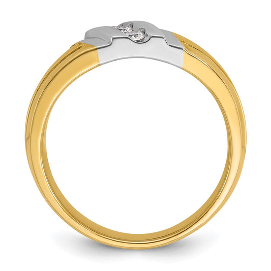 IBGoodman Two-tone Men's Polished and Grooved 3-Stone 1/5 Carat AA Quality Diamond Ring - WBC