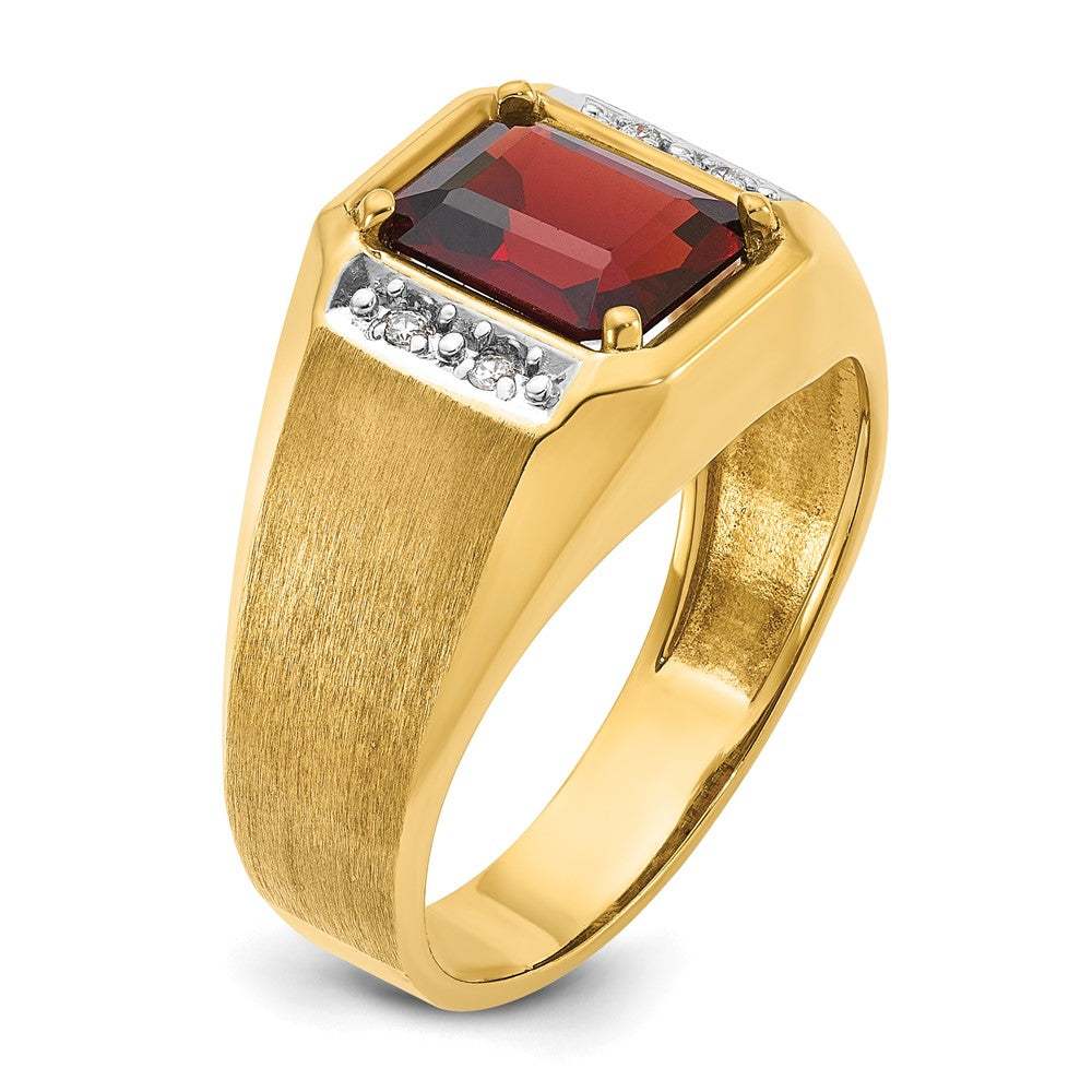 IB Goodman Mens Polished and Satin Octagon Lab Created Ruby and 1/20 carat Diamond Complete Ring - WBC