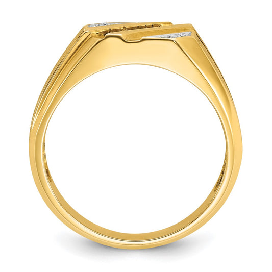 IB Goodman Mens Square Lab Created Sapphire and Diamond Satin Complete Ring - WBC