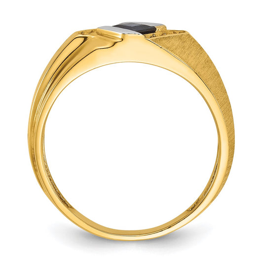IB Goodman Mens Square Lab Created Sapphire and 1/15 carat Diamond Satin Complete Ring - WBC