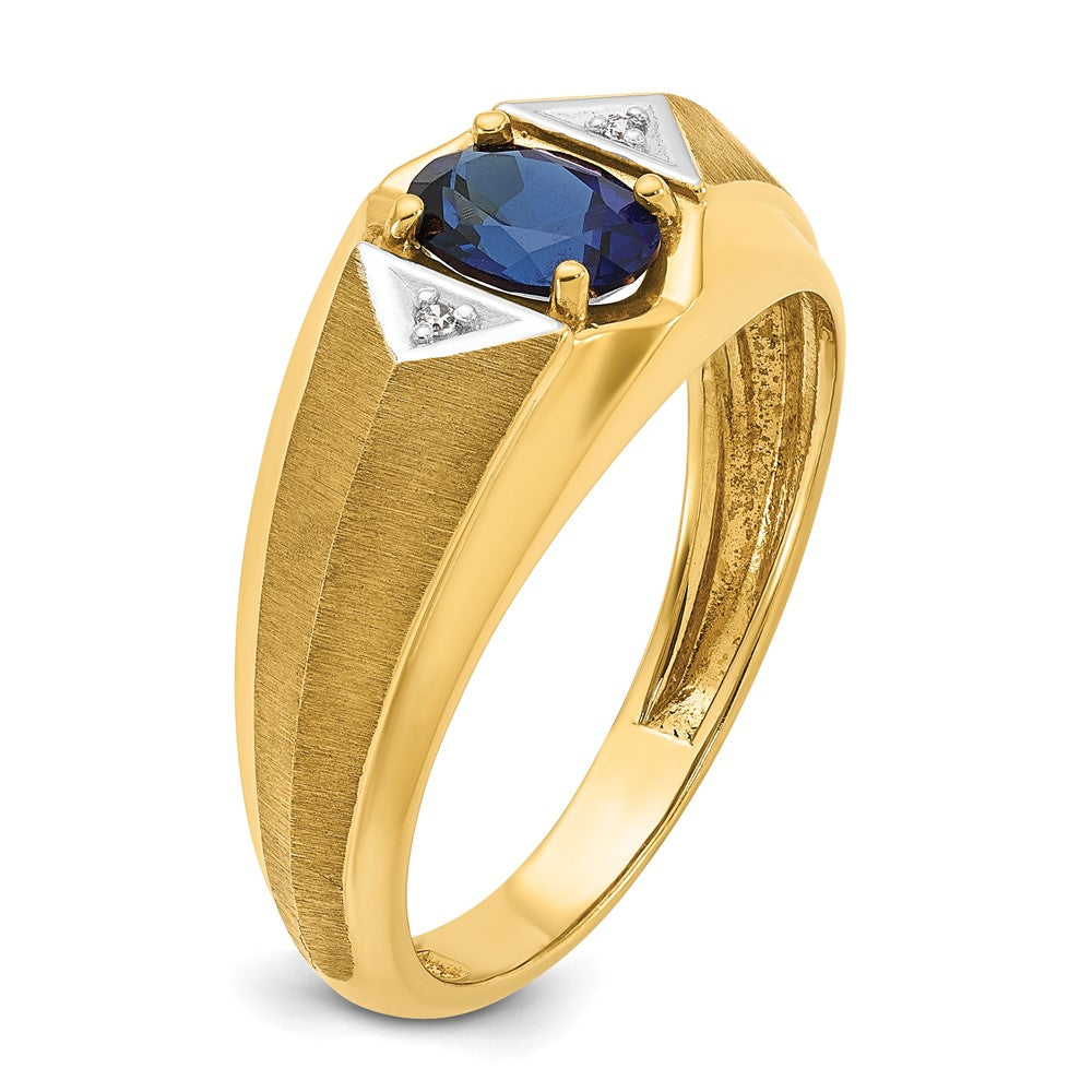 IB Goodman Mens Oval Lab Created Sapphire and Diamond Satin Complete Ring - WBC