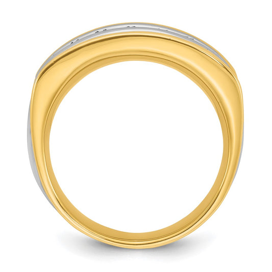 IBGoodman Two-tone Men's Polished and Grooved 7-Stone 3/4 Carat AA Quality Diamond Ring - WBC