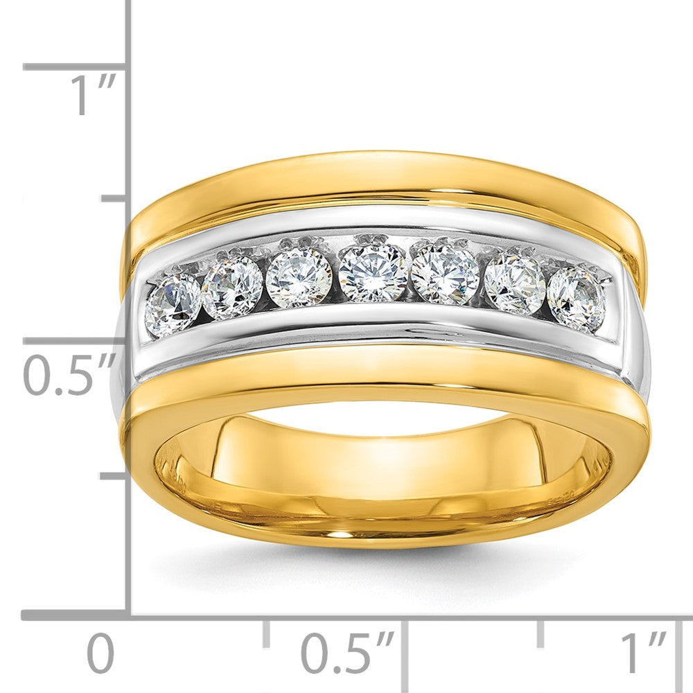 IBGoodman Two-tone Men's Polished and Grooved 7-Stone 3/4 Carat AA Quality Diamond Ring - WBC