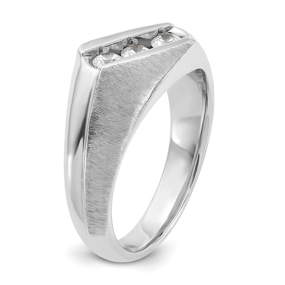 IBGoodman Men's Polished and Satin 3-Stone 1/2 Carat AA Quality Diamond Ring - WBC