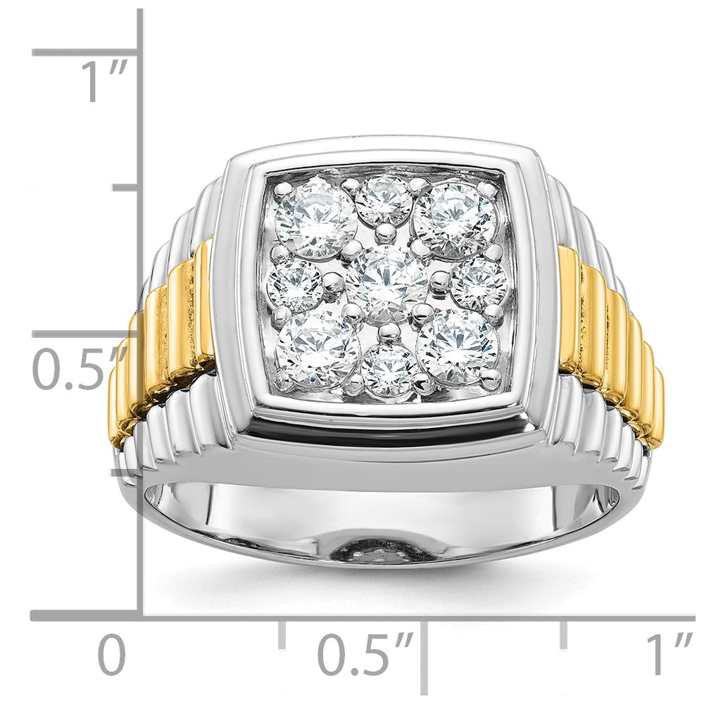 IBGoodman Two-tone Men's Polished and Textured 1 Carat AA Quality Diamond Cluster Ring - WBC